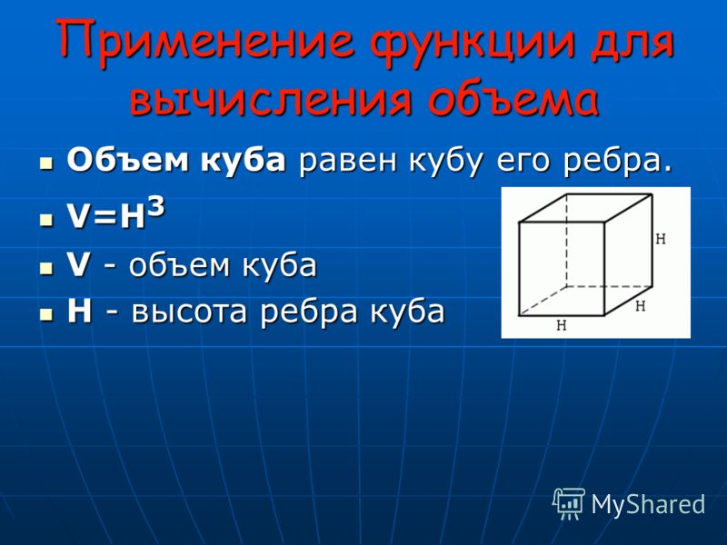 Формула объема ребра куба