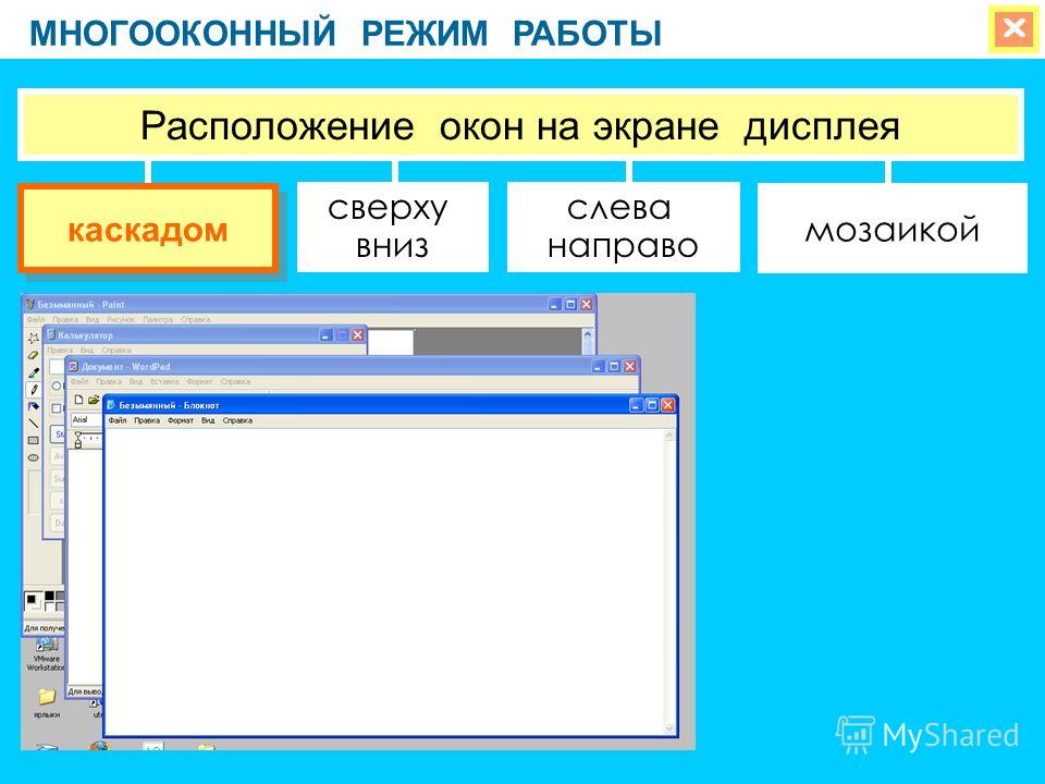 Расположены окна. Многооконный режим. Расположение окон каскадом. Расположение окон сверху вниз. Расположение элементов окна сверху вниз.