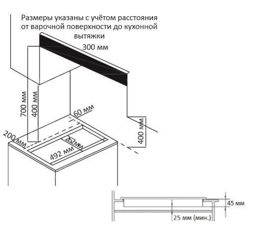 Минимальное расстояние от варочной панели до вытяжки на кухне