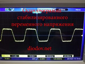 Осциллограмма стабилизированного стабилитроном переменного напряжения