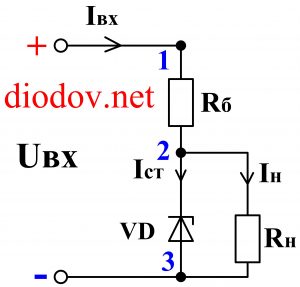 Схема включения стабилитрона