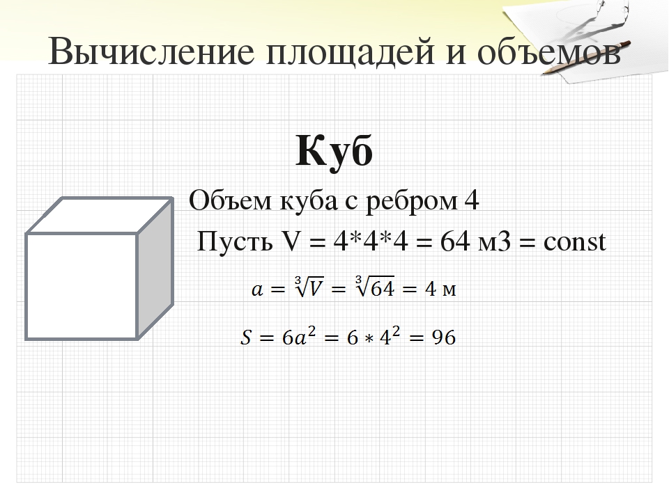 Площадь куба с ребром 7. Куб объем. Объем и площадь поверхности Куба.