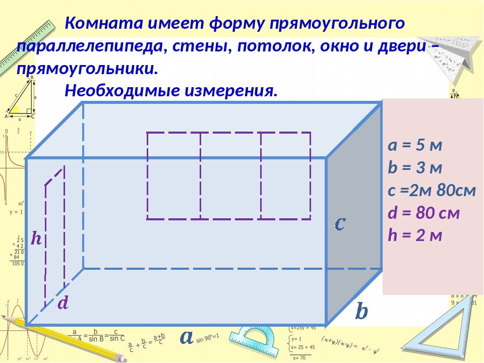 Как найти площадь стен в комнате