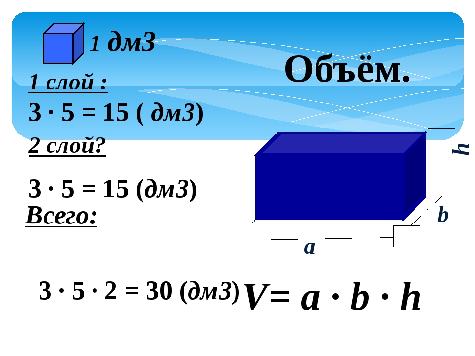 Дм объем прямоугольного параллелепипеда. Объем правильного параллелепипеда. Формула объёма параллелепипеда 3 класс. Чему равен объем параллелепипеда формула. 3 Дм3.