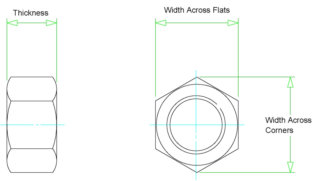 heavy hex nut dimensions
