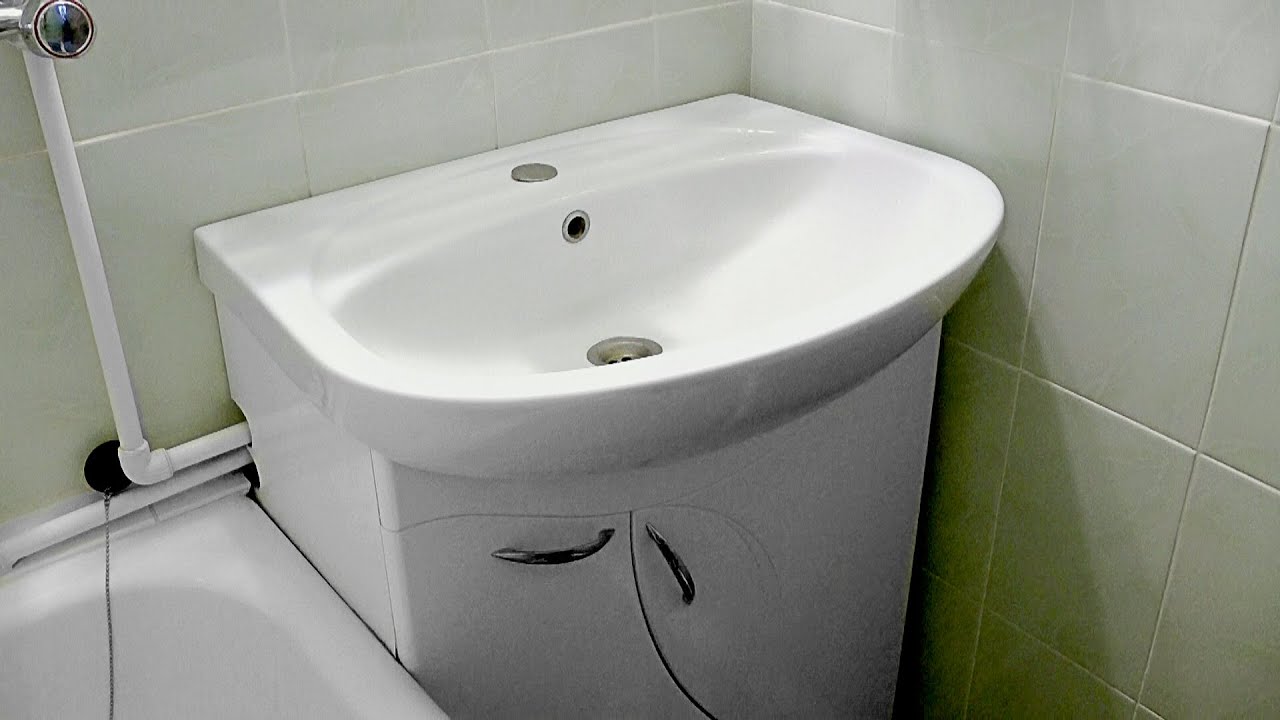 Ставим раковину в ванную. Раковина вплотную к ванне. Тумба под установленную раковину. Раковина вплотную к стене. Тумба в ванную вплотную к ванной.
