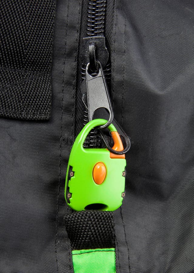 Green lock on a bag