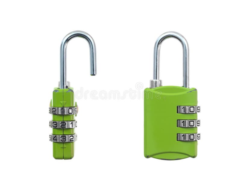 Luggage Lock. A luggage lock isolated against a white background royalty free stock photos