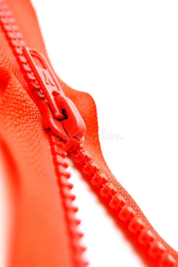 Zipper lock. Zipper lock (red, metal, open royalty free stock photography