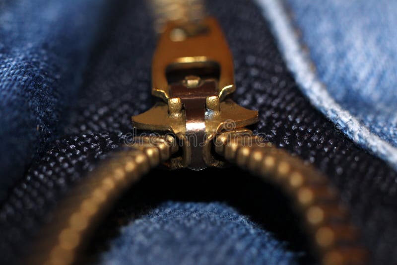 Zipper lock on jeans so close. Fashion royalty free stock image