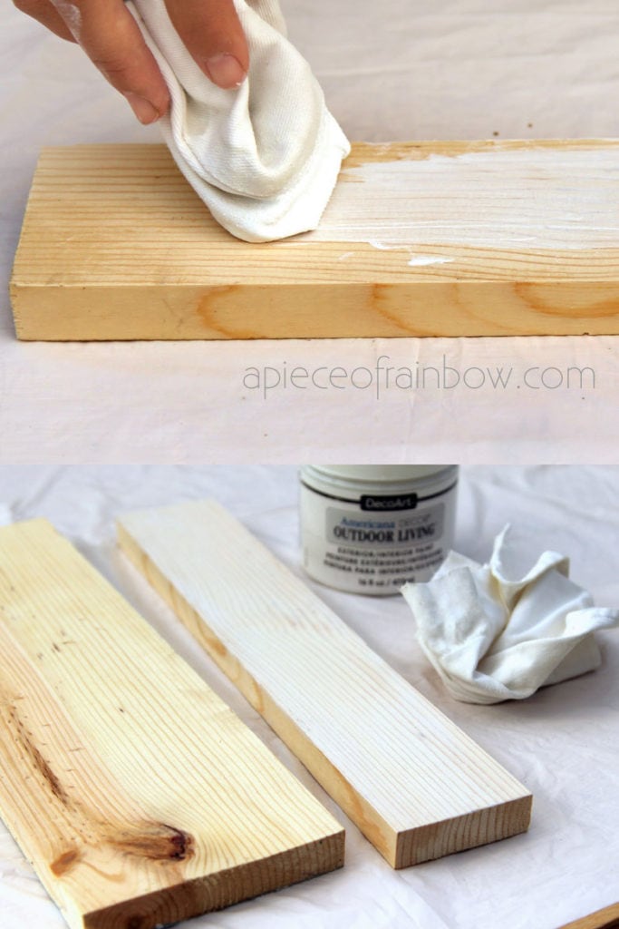 water diluted paint to stain wood white, look like bleached wood