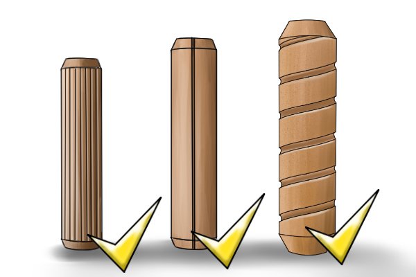 Image to show that all kinds of grooves and flutes in dowels work equally well