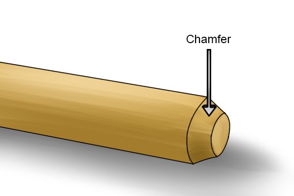 Image of a dowel rod with a chamfered end