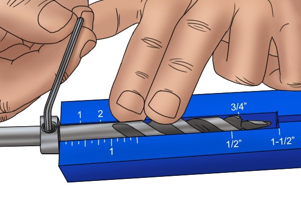 Two drill stops preset to an accurate depth