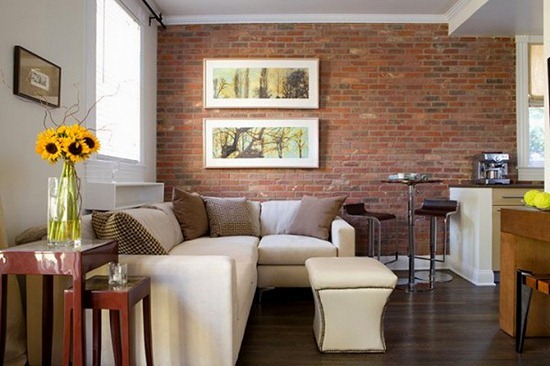 Кирпичная стена в дизайне интерьера квартиры